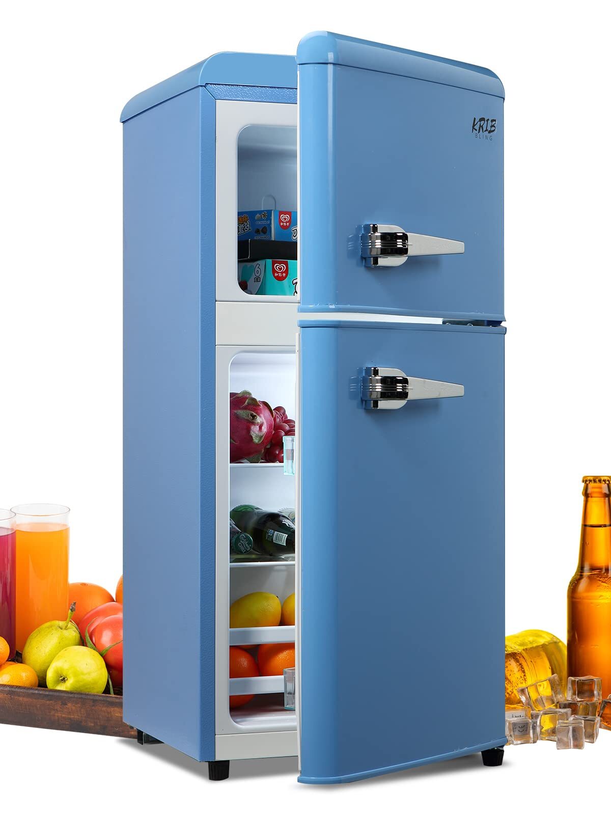 Compact Refrigerator Mini Fridge Freezer 3.5 Cu.ft  2 Door 7-Level Temperature