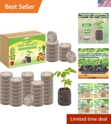 50-Pack 30mm Peat Pellet Plant Starters - Ideal for Herbs, Flowers, Vegetables