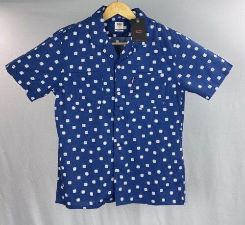 Levi's Shirt Men's Small Blue Casual Button-Up Short Sleeve Relaxed Fit Leisure - Picture 2 of 12