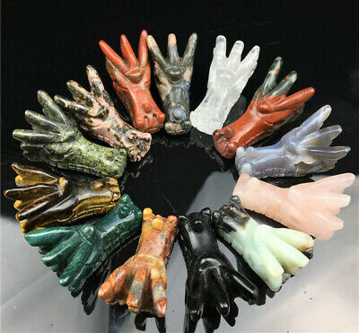 Natural clear Quartz hand carved Crystal dragon Skull point Healing 1Pc