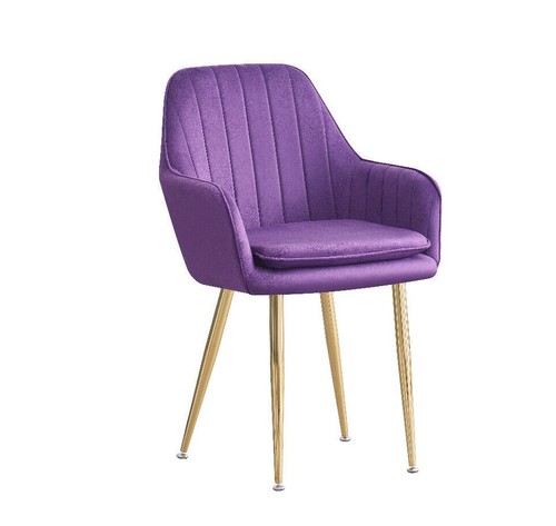 Tela de terciopelo tapizado Sillón Comedor, Silla de oficina en casa con patas de metal - Imagen 11 de 13