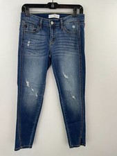 Kancan 27 Skinny Jeans Distressed Slit Hem Stretch Mid Rise Womens 30x26 ret