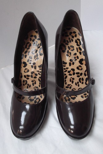 Colin Stuart brn patent leather platform 4.5in heel stiletto mary jane shoe sz 8 - Picture 6 of 8