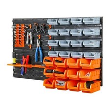 44pc Wall Mounted Storage Bin & Board Set For Garage DIY Tools Rack Organiser