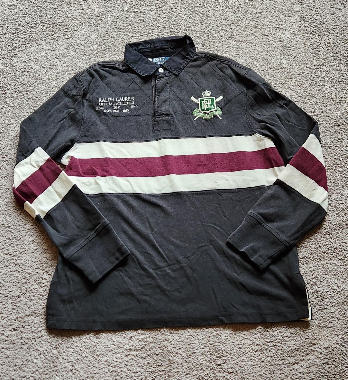 FILA Vintage Polo Ralph Lauren iconica trapuntata rugby M maglia blocco colore PRL crest #3