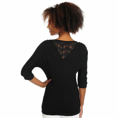 New~Kate & Mallory ~SM~ 3/4 Sleeve Dolman Boatneck w/ Back Lace White Top Cruise - Picture 2 of 5