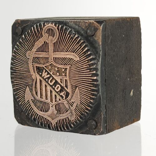 Letterpress Printing Block Printers Plate Ancient Order Of United Workmen AOUW - Picture 1 of 12