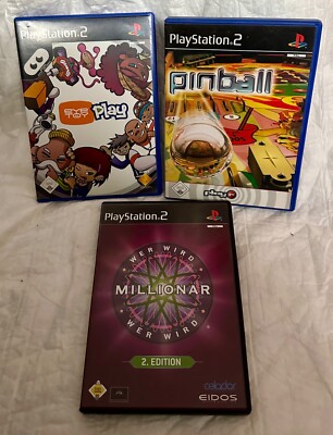 Play Station 2 Spiele Pinball, Wer wird Millionär & Eye Toy - Weltweiter Versand