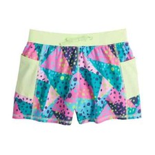 Girls Tek Gear Woven Running Shorts Multi Print, Drawstring Waist, XLARGE 14-16