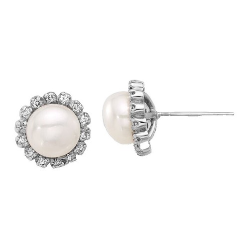 7-7.50MM All Natural Freshwater Black Cultured Pearl Stud Earrings In 925 Sterling Silver