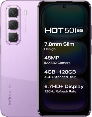 Infinix HOT 50 5G(Purple 128GB 8GB Ram )6.7'' 48MP Dimensity 6300 Global Version.