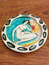 Vintage Mid Century Italian Pottery Nude Lady Ashtray Trinket Dish