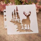 Elk Deer Stencil 5.12in/13cm x 5.51in/14cm Woodland Scene Painting Template
