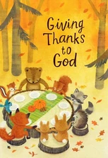 Religious THANKSGIVING Greeting Card, Forest Animal Meal — American Greetings +✉