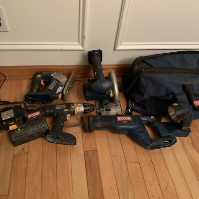 LOT Blue Ryobi 18v tools Circular Saw Jigsaw Reciprocating Saw Drill Light  Read