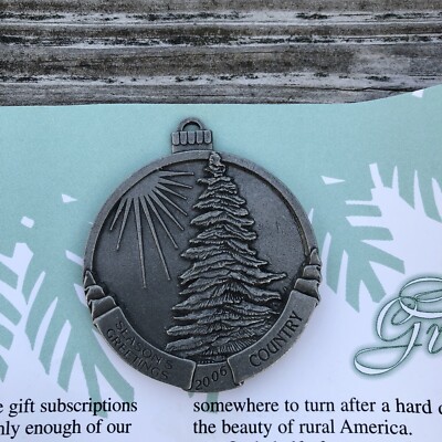 Christmas Ornament Gift Tag Metal Country Magazine 2006 Tree Seasons Greetings