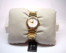 WOMENS ACCUTRON 36 DIAMOND QUARTZ GOLD PLATED WATCH 28R15 WHITE MOP DIAL