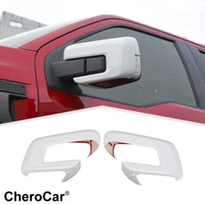 White Car Side Rear View Mirror Decorative Cover Trim Kit for 2021-24 Ford F-150