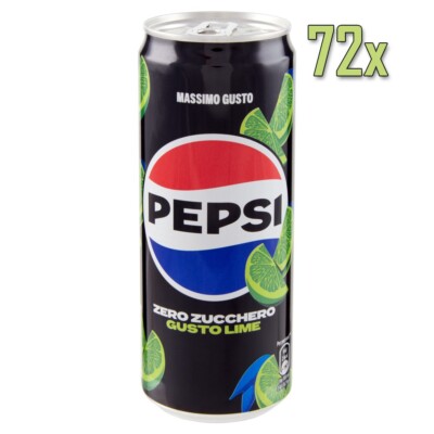 72x Pepsi Zero Zucchero Gusto Lime Limettengeschmack ohne Zucker Dose 330ml