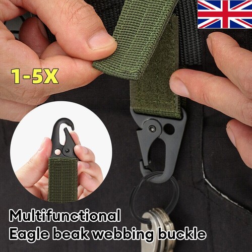 1-5Pcs Tactical Molle Belt Carabiner Key Holder Camp Buckle Hook Bag Clip UK - Picture 7 of 27