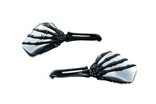 0640-1100 Skeleton Hand Mirrors Chrom/Black Spiegel Paar für Harley Davidson