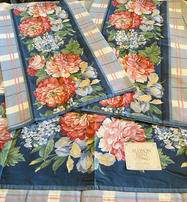Vintage Allyson Kent Stevens Floral Cottage Garden Full Flat Sheet 2-Pillowcases