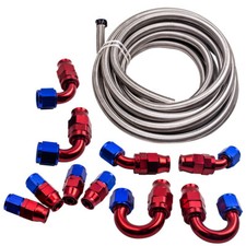 AN10 -10AN AN-10 Fitting Swivel Stainless Steel Braided Fuel Line Hose 20FT Red