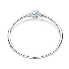 KUNSIR 925 Sterling Silver Heart Star & Moon Bangle Bracelet Jewelry Gifts DIY