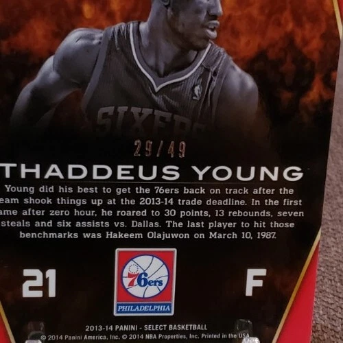 2013-14 Select Red Hot Prizms Blue #21 Thaddeus Young /49 - Image 3 of 3