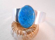 Beautiful Sterling Silver Blue Turquoise Cuff Bracelet  242427