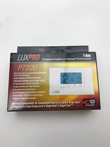 LuxPro P722U 7 Day Programmable or Manual Thermostat ~NIB~ FREE