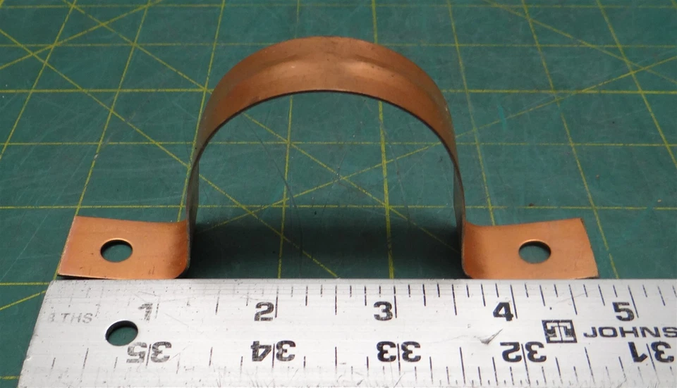 (Qty: 16) 2" Size Pipe/Tube Strap 2-Hole Copper-Plated Steel 4-3/4" L x 3/4" W - Image 2 of 4