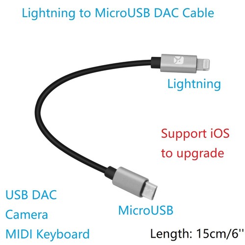 Microusb Dac Otg Cable For Iphone Ipad W 8 Pin Port For Chord Mojo Fiio 15cm Ebay