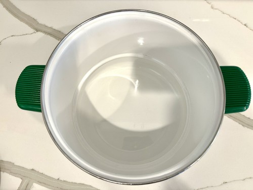 PENTOLA VINTAGE RETRÒ 8 QT METROKANE V29 PORCELLANA SMALTO ACCIAIO con vassoi vapore vaporiera - Foto 9 di 10