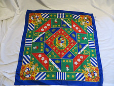 Made in Italy Silky Polyester Fleur De Lis Royal Crown Crest Square Scarf 34"