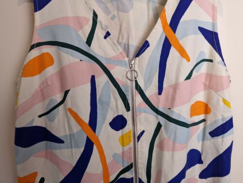 Gorman Cotton Beige Multicolour Printed Sleeveless Full Zip Shift Dress Size 14 - Picture 4 of 12