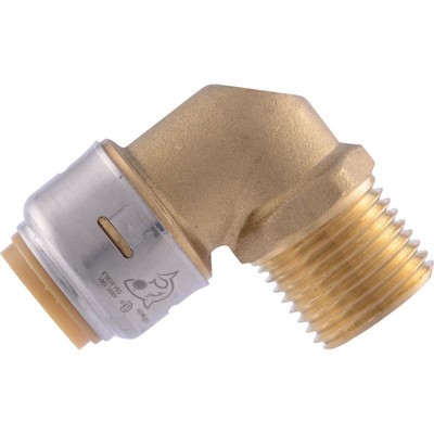 SharkBite U280LFA 200 PSI 90 Deg. Brass Elbow 1/2 Push x 1/2 MPT Dia. in.