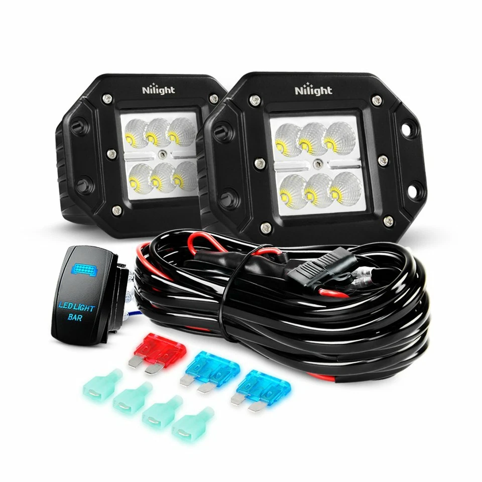 Nilight 2x 18W 4" polegadas LED barra de luz de trabalho lâmpada de neblina de direção offRoad ATV SUV 4WD 5" - Imagem 2 de 4