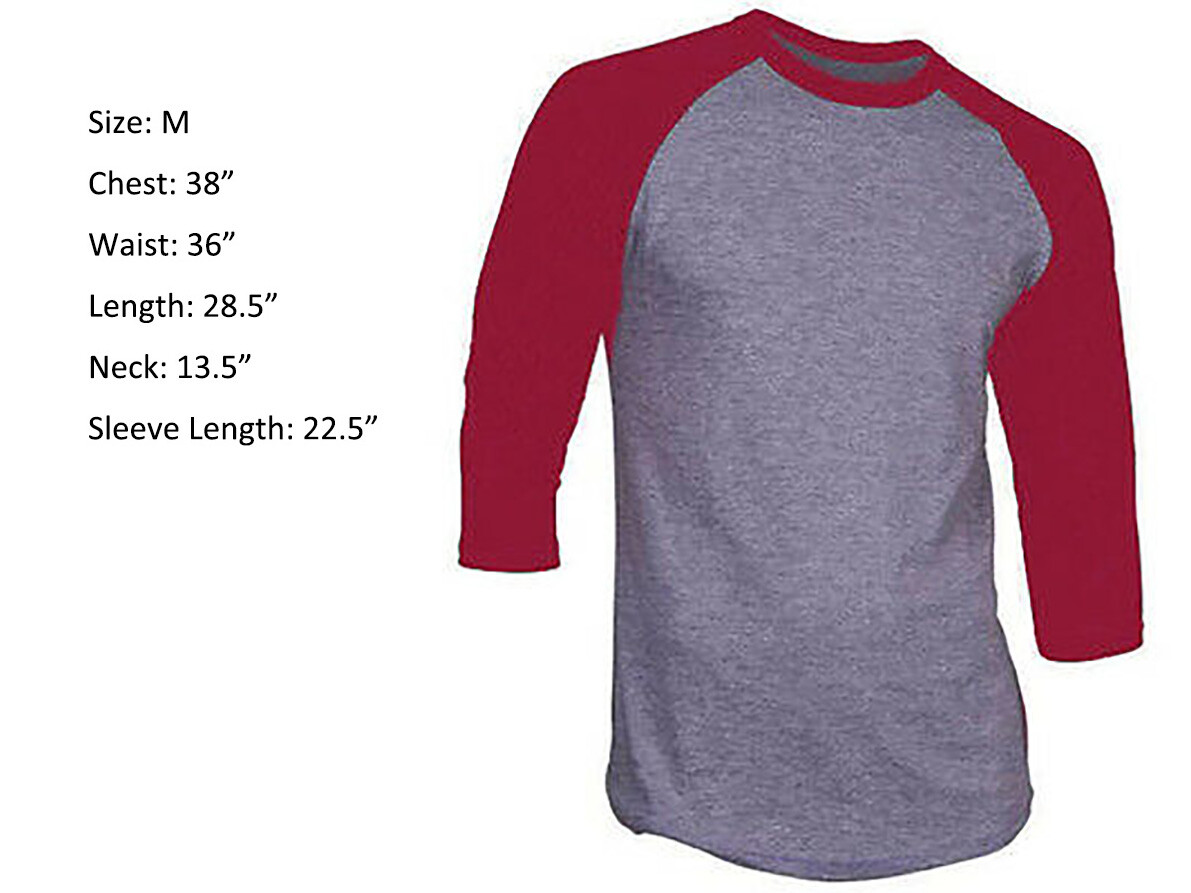 New 3/4 Sleeve Raglan Baseball Mens Plain Tee Jersey Sports T 