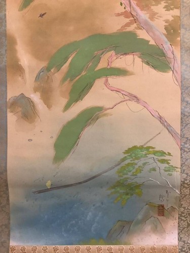 PINTURA JAPONESA ROLLO COLGANTE PAISAJE JAPONÉS VINTAGE ANTIGUO Kitagami g162 - Imagen 8 de 11