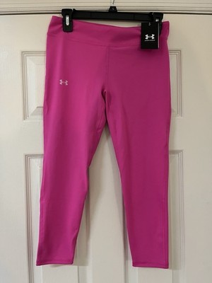 Under Armour Girls Fitted Motion Solid Ankle Crop Leggings Pink Size YL NEW