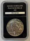 1935 PCS Certified, Uncirculated Peace Dollar Coin, 90% SILVER. Desirable year