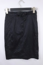 PRADA Black Cotton/Silk Slit Belted Straight Pencil Skirt Size 38