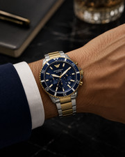 EMPORIO ARMANI MENS WATCH STEEL BLUE DIAL & TWO TONE BRACELET AR11362
