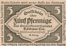 5 fenigów Notgeld, Okręgowy Związek Löbau w Saksonii, 30 czerwca 1921