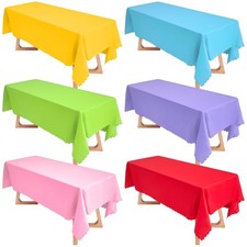 Peryiter 6 Pcs Assorted Color Fabric Rectangle Tablecloth 60 x 83 Inch Stain ...