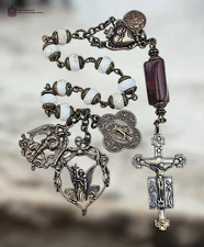 Archangels Michael, Raphael Heirloom Celestial Chaplet - Bronze |White Turquoise