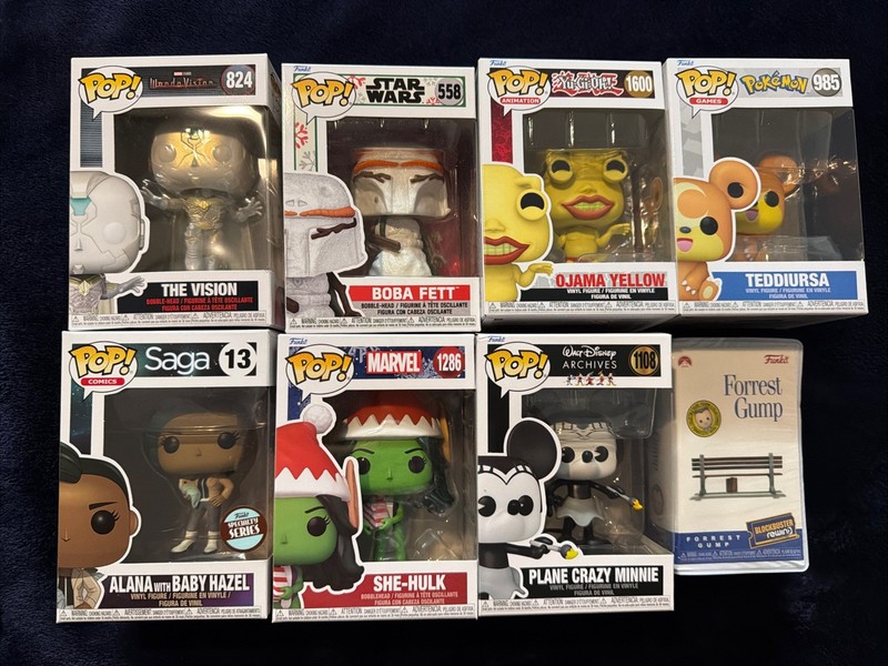 Funko POP Lot 7 Vinyl Figures and Bobble-heads And Bonus Forrest Gump Funko