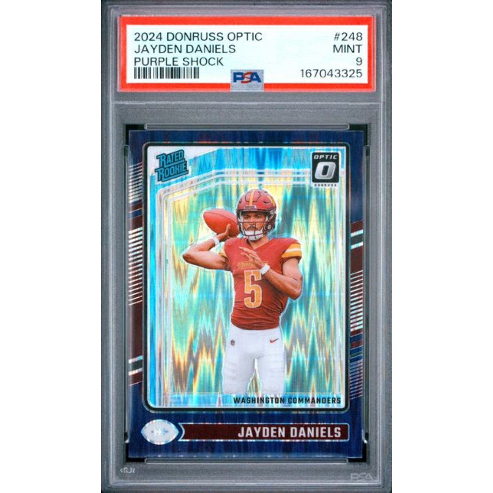 2024 Panini Donruss Optic Jayden Daniels RC Purple Shock #248 PSA 9