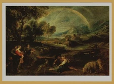 1988 "Landscape with a Rainbow" by Peter Paul Rubens RUSSIAN POSTCARD Old